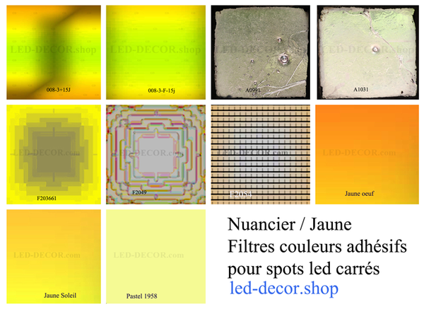 Stickers filtres couleurs pour spots led carrés 17 x 17 cm. ref : Jaune soleil.