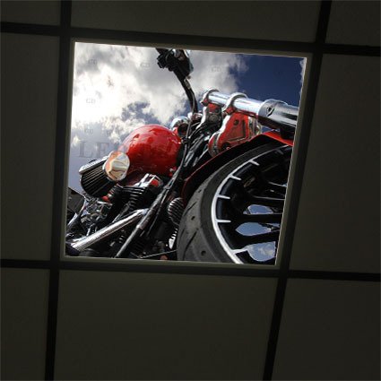 Décor diffusant ref: Bike 6408 pour dalles led 60 x 60 cm de faux plafonds.
