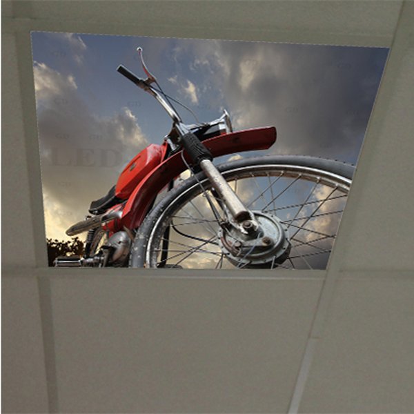 Décor diffusant ref: Bike 6586 pour dalles led 60 x 60 cm de faux plafonds.