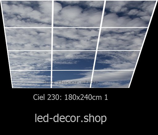 Plafond ciel ref: 230 1. Format 180x240cm, soit 12 visuels de 60x60cm.