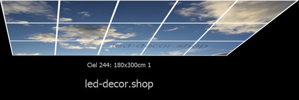 Plafond  ciel ref: 244 1. Format 180x300cm, soit 15 visuels de 60x60cm.