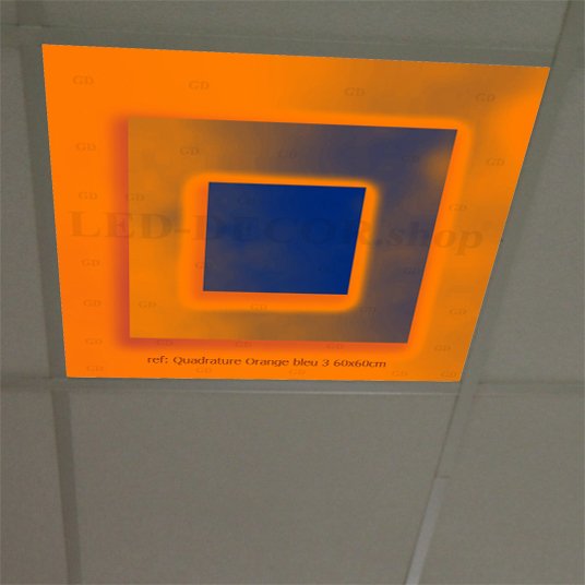Filtre décoratif pour dalle led 60 x 60 cm ref: Quadrature Orange bleue 3