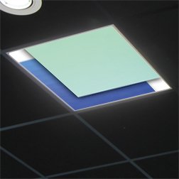 Décor diffusant pour dalles led 60 x 60 cm ref: Quadrature Orange bleue 3