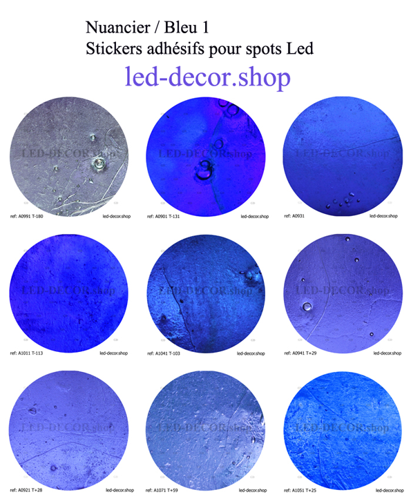 Nuanciers filtres adhésifs couleurs pour spots led de diamètre 17,5 cm