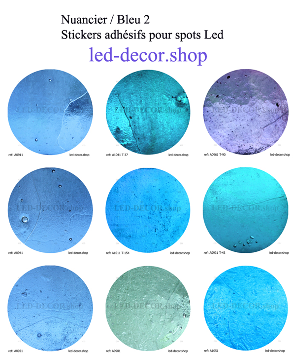 Nuanciers filtres adhésifs couleurs pour spots led de diamètre 17,5 cm