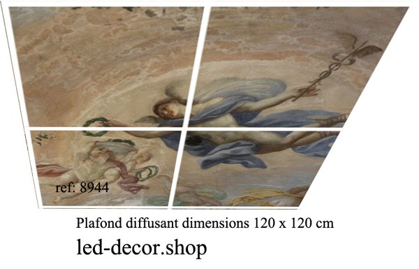 Plafond décor diffusant Baroque backligth ref:  8944 de dimensions 120 x 120 cm