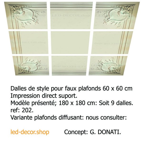 Plafond décor diffusant backligth ref: 9024. De dimensions 120 x 120 cm. Soit 4 Plaques.