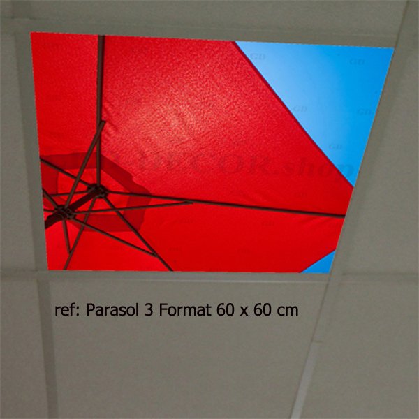 Visuel plafond décor ref: Parasol 1 Format 120 x 120 cm soit 4 plaques de 60 x 60 cm