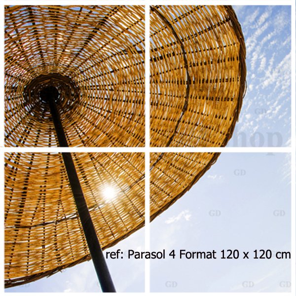Visuel plafond décor ref: Parasol 3 Format 120 x 120 cm soit 4 plaques de 60 x 60 cm