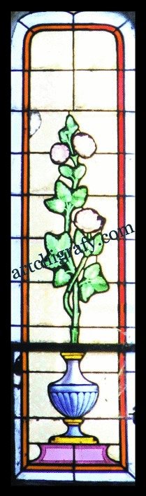 Décor diffusant fenêtre en trompe l'oeil ref: Vitrail Roses Blanches.