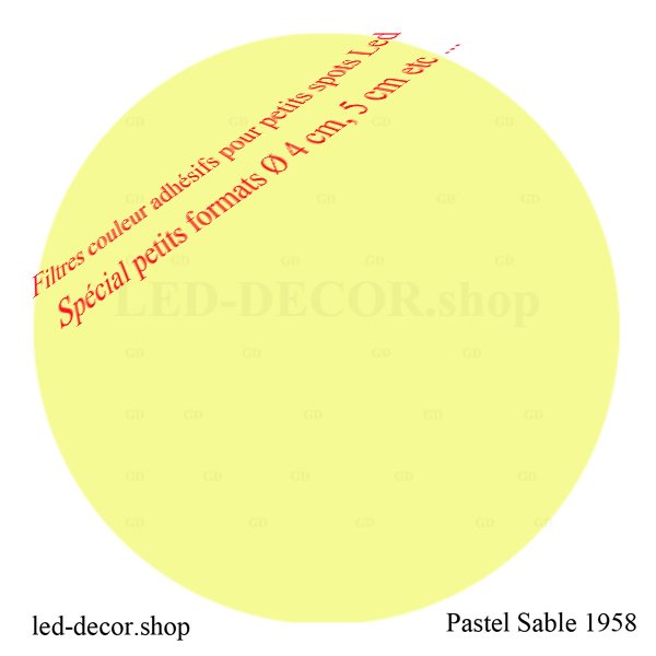 Filtre couleur adhésif petit format pour spots led ref: Pastel Sable 1958. De Ø 5cm- 4,5cm- 4cm